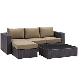 Convene 3 Piece Outdoor Patio Sofa Set in Espresso Mocha-3