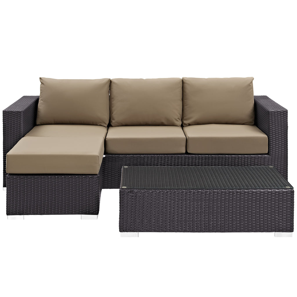 Convene 3 Piece Outdoor Patio Sofa Set in Espresso Mocha-3