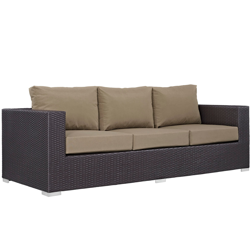 Convene 3 Piece Outdoor Patio Sofa Set in Espresso Mocha-3