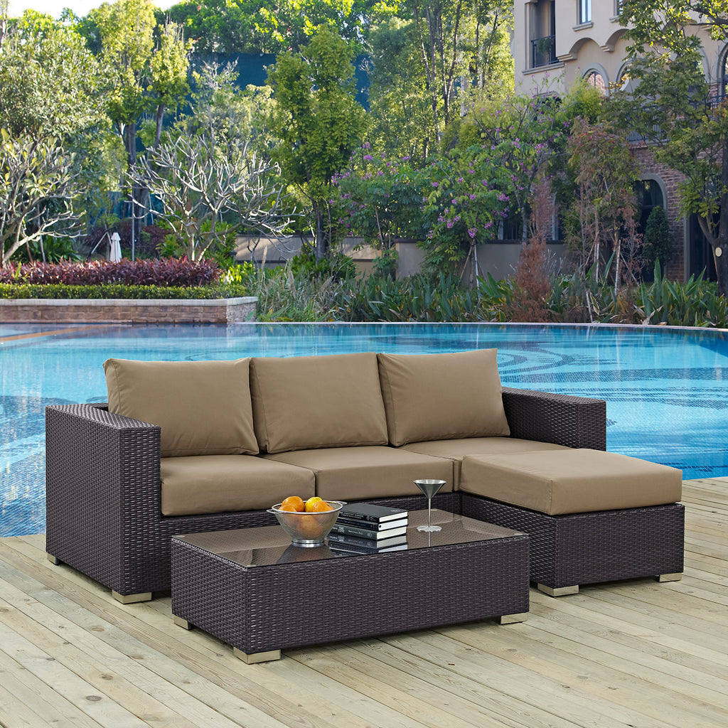 Convene 3 Piece Outdoor Patio Sofa Set in Espresso Mocha-3