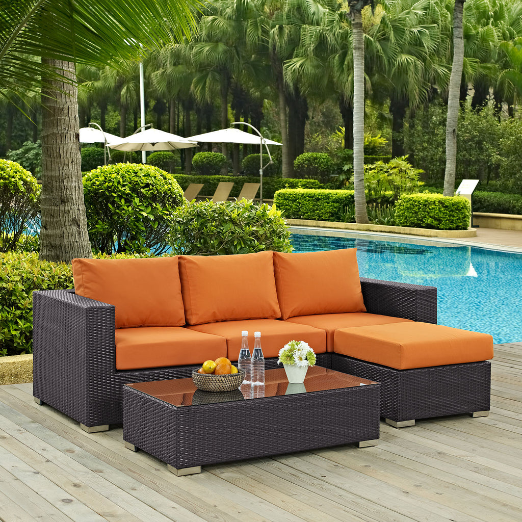 Convene 3 Piece Outdoor Patio Sofa Set in Espresso Orange-3