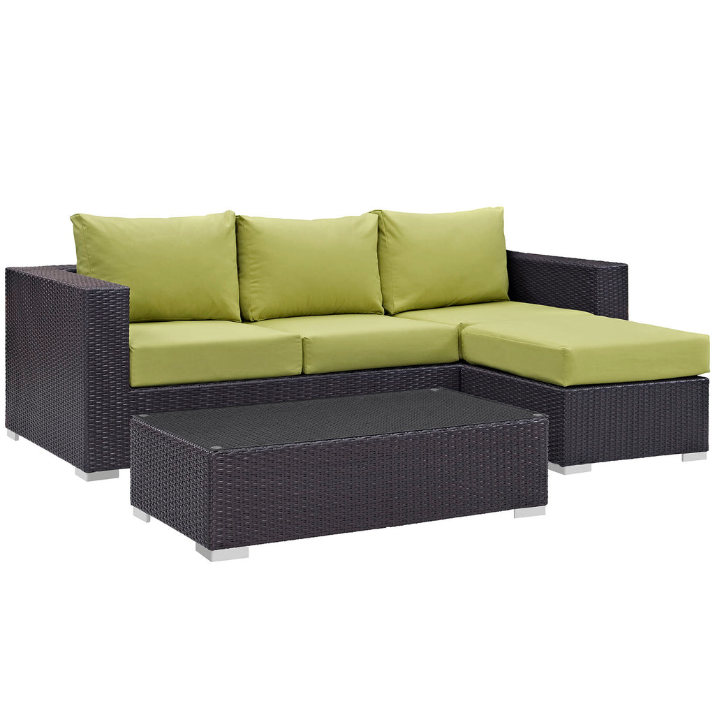 Convene 3 Piece Outdoor Patio Sofa Set in Espresso Peridot-3