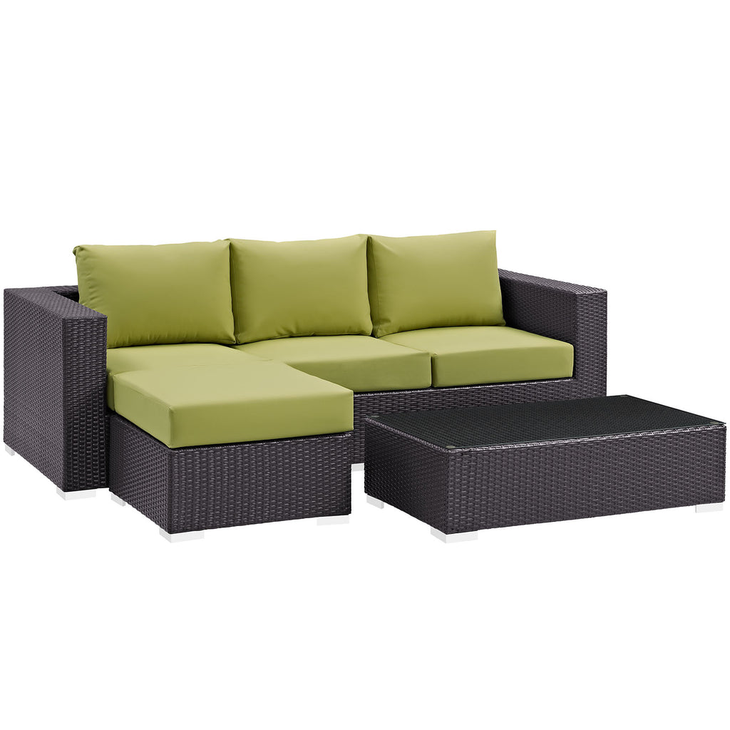 Convene 3 Piece Outdoor Patio Sofa Set in Espresso Peridot-3