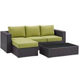 Convene 3 Piece Outdoor Patio Sofa Set in Espresso Peridot-3