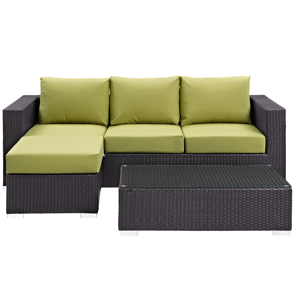 Convene 3 Piece Outdoor Patio Sofa Set in Espresso Peridot-3