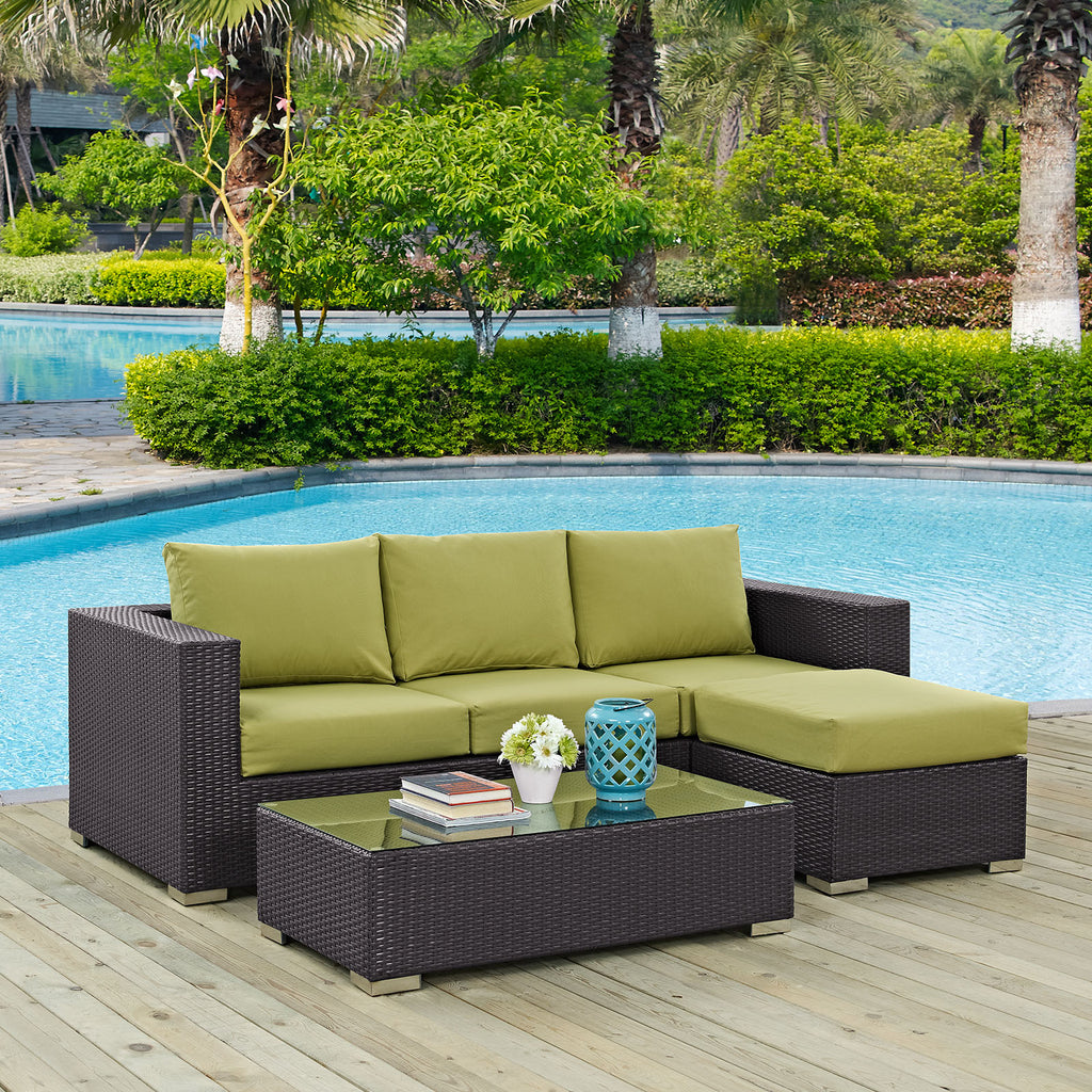 Convene 3 Piece Outdoor Patio Sofa Set in Espresso Peridot-3