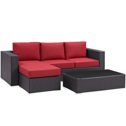 Convene 3 Piece Outdoor Patio Sofa Set in Espresso Red-3