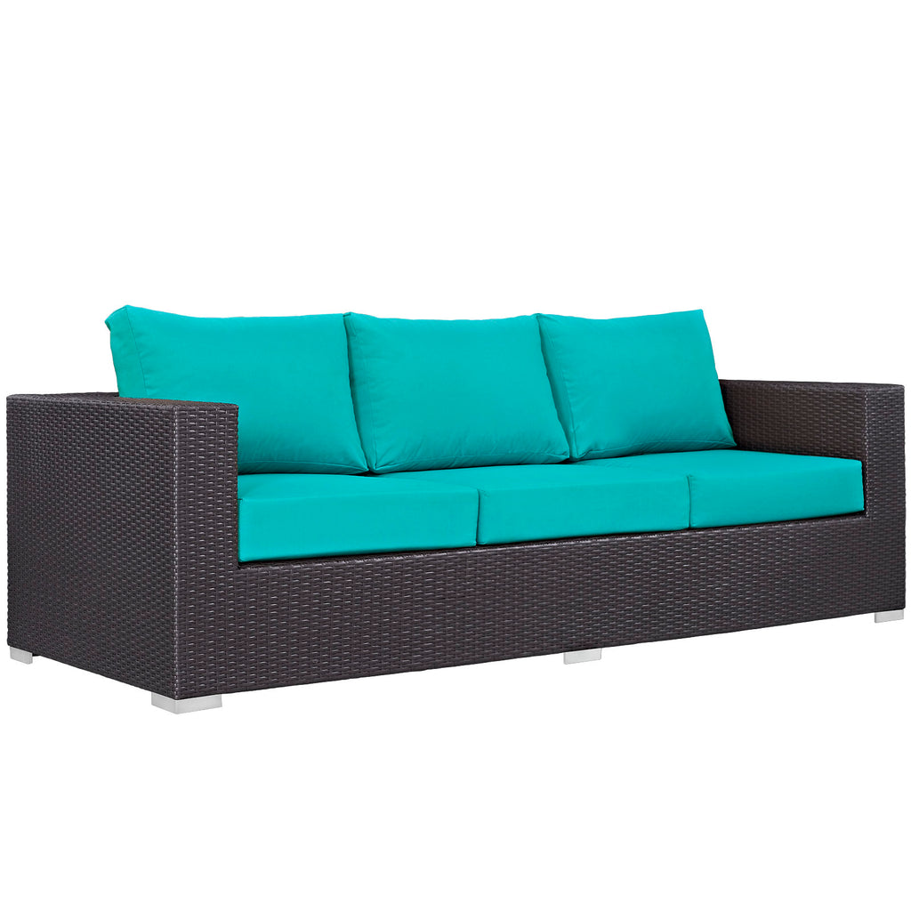 Convene 3 Piece Outdoor Patio Sofa Set in Espresso Turquoise-3