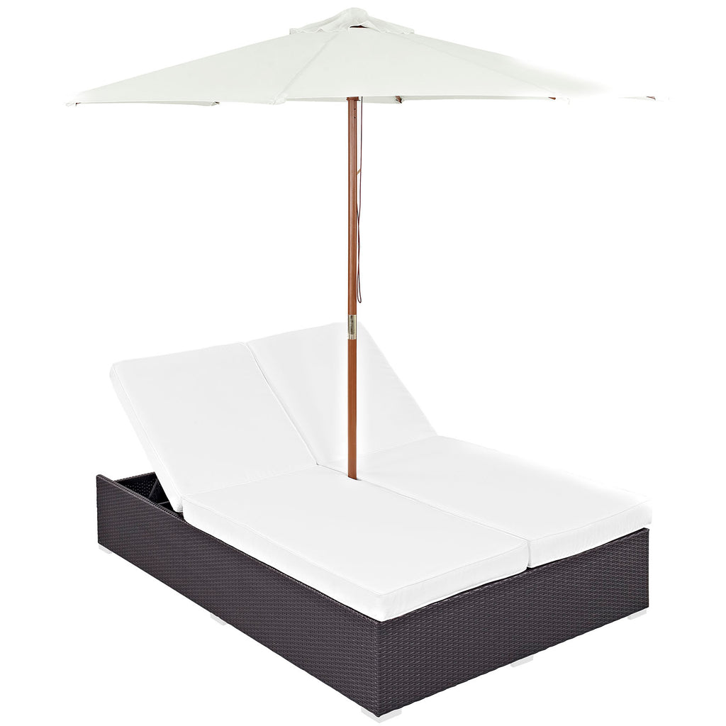 Convene Double Outdoor Patio Chaise in Espresso White-1