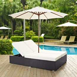 Convene Double Outdoor Patio Chaise in Espresso White-1