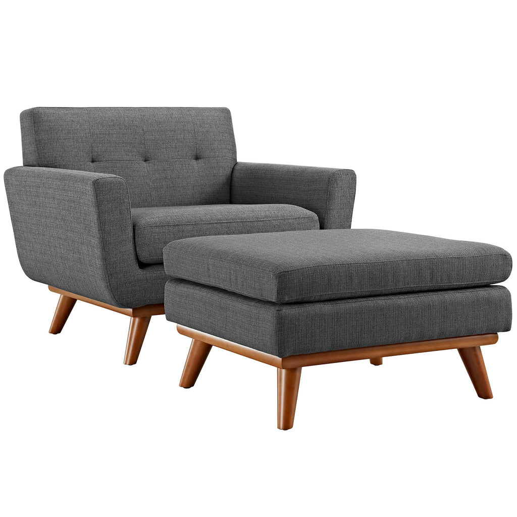 Engage 2 Piece Armchair and Ottoman in Gray