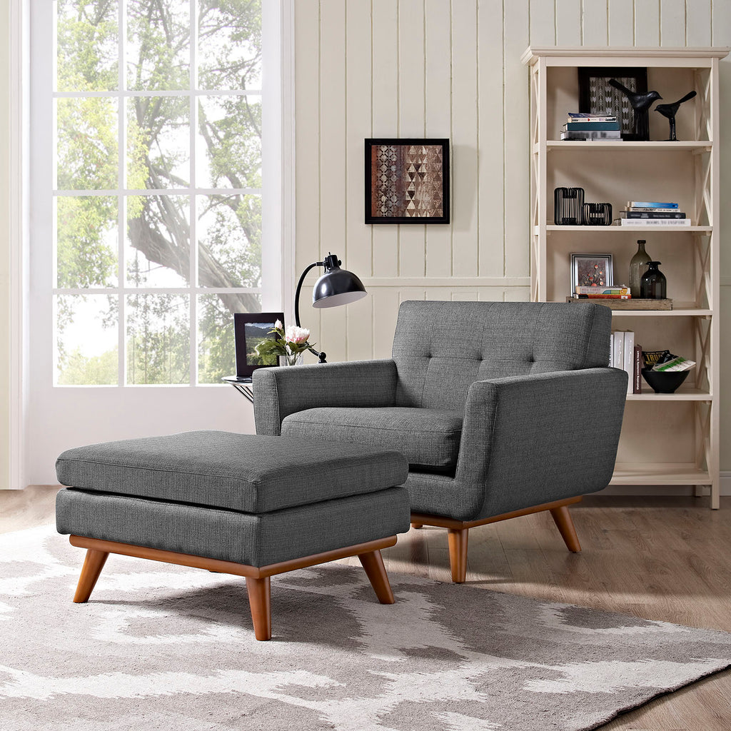 Engage 2 Piece Armchair and Ottoman in Gray