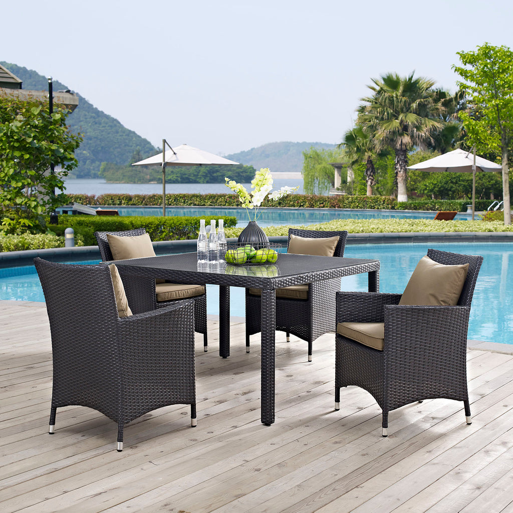 Convene 5 Piece Outdoor Patio Dining Set in Espresso Mocha