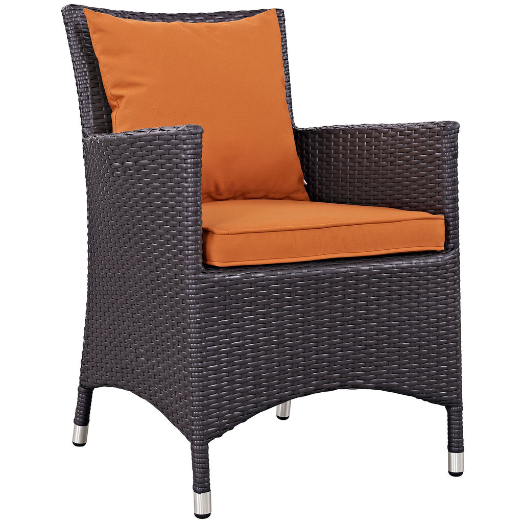 Convene 5 Piece Outdoor Patio Dining Set in Espresso Orange