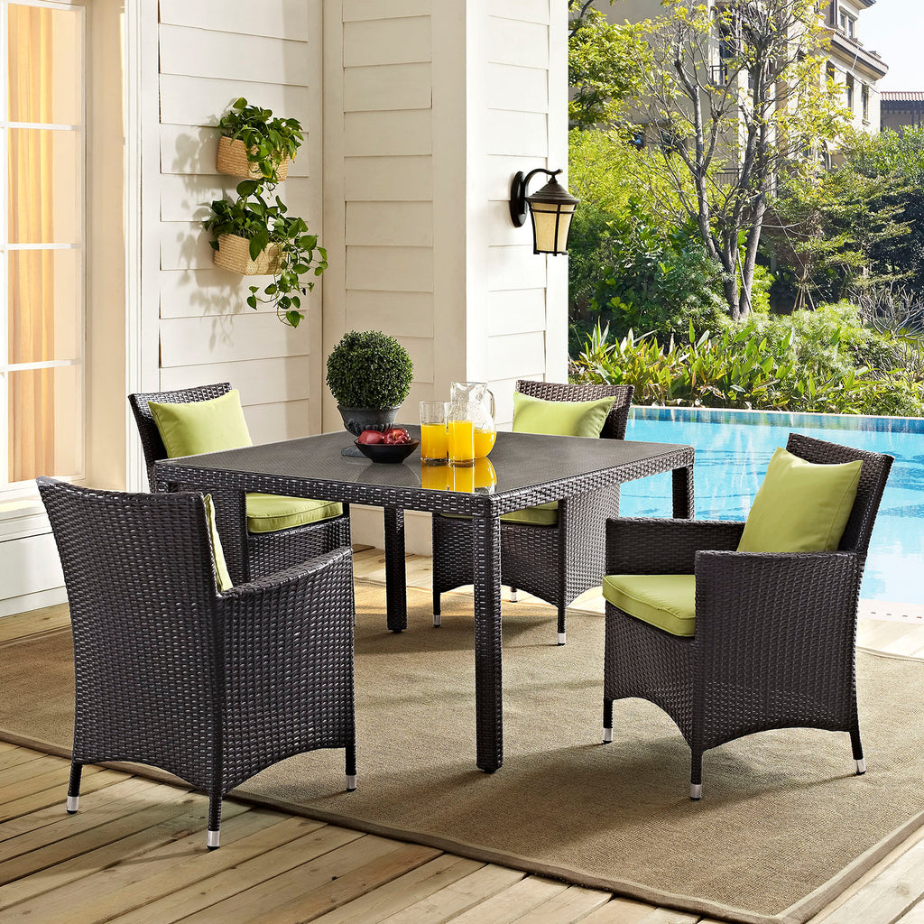 Convene 5 Piece Outdoor Patio Dining Set in Espresso Peridot