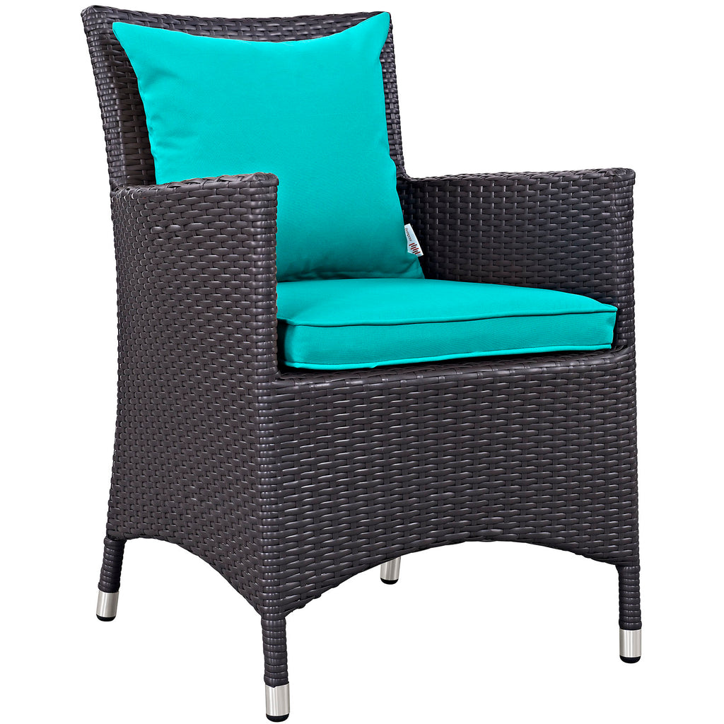 Convene 5 Piece Outdoor Patio Dining Set in Espresso Turquoise