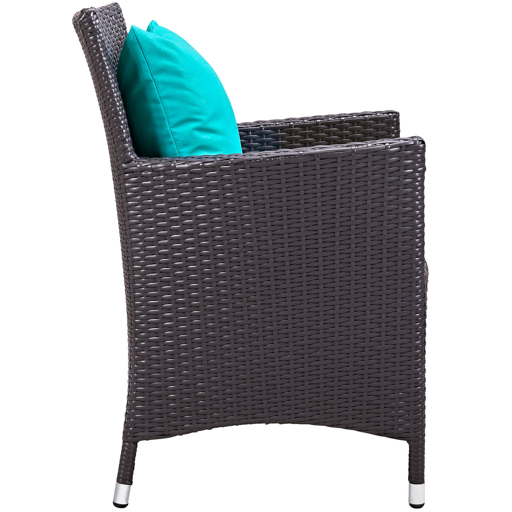 Convene 5 Piece Outdoor Patio Dining Set in Espresso Turquoise