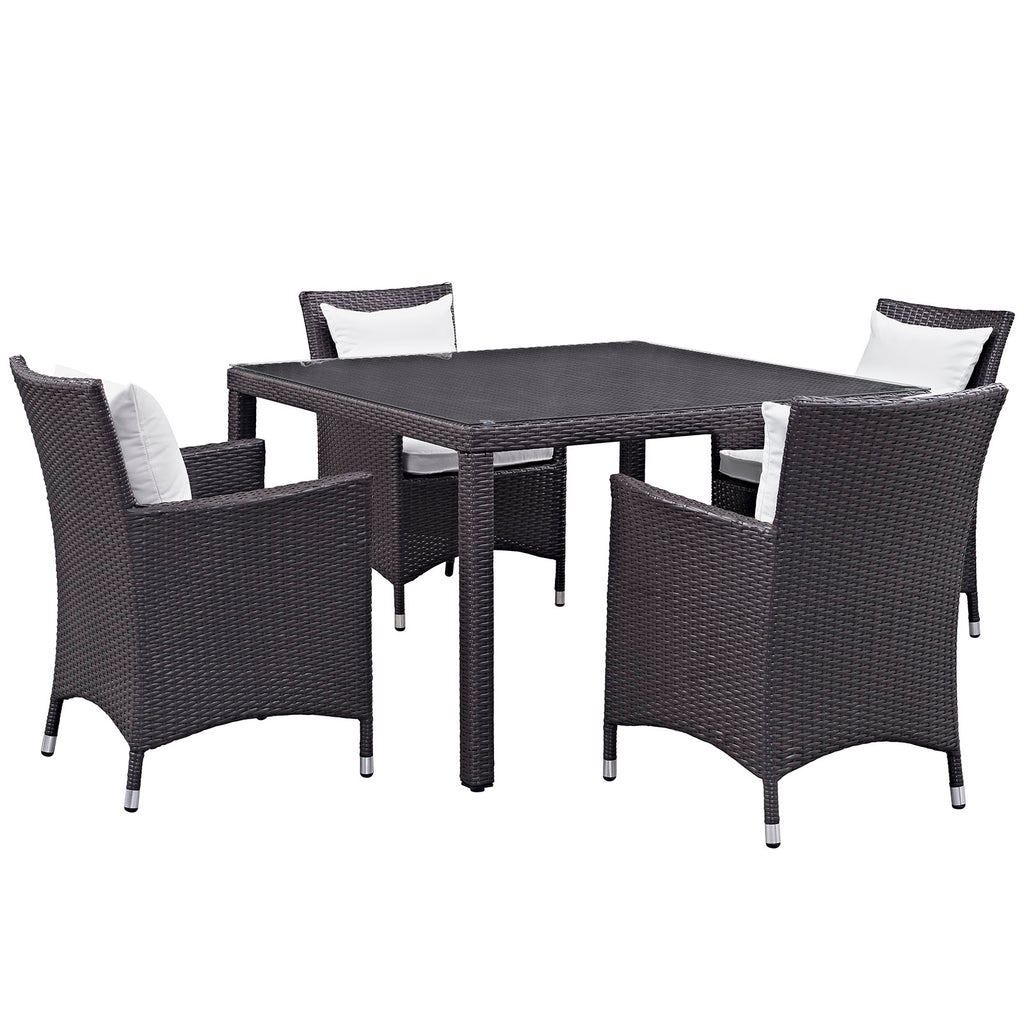 Convene 5 Piece Outdoor Patio Dining Set in Espresso White