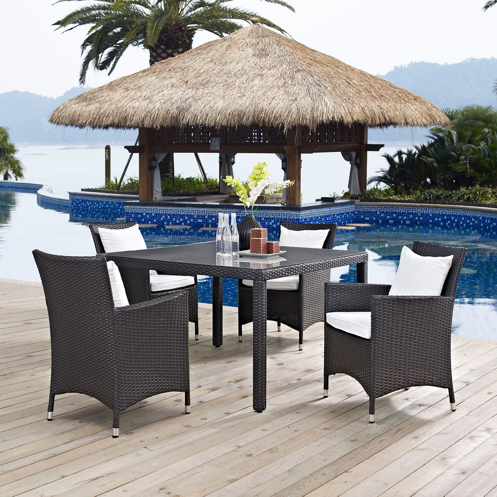 Convene 5 Piece Outdoor Patio Dining Set in Espresso White