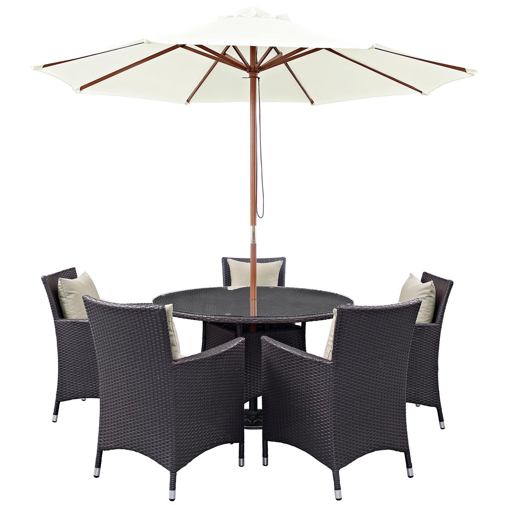 Convene 7 Piece Outdoor Patio Dining Set in Espresso Beige-3