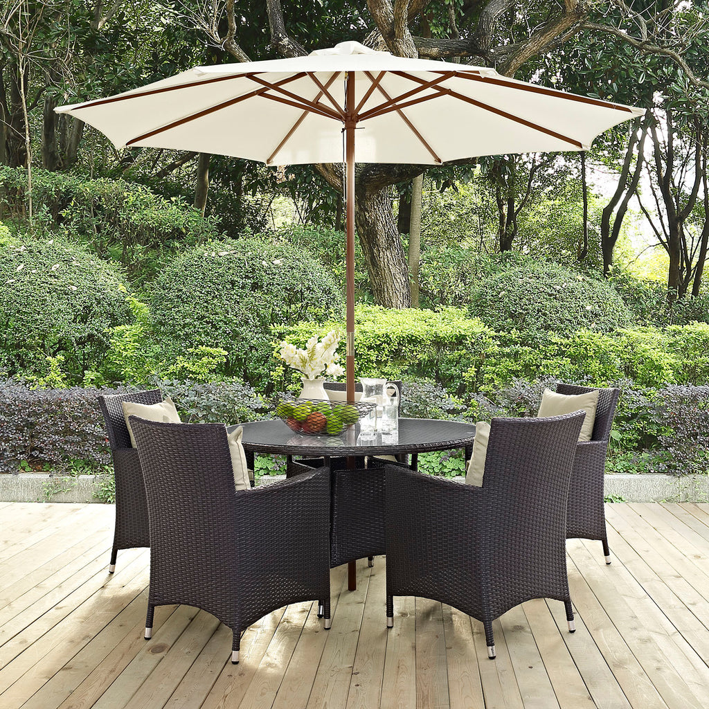 Convene 7 Piece Outdoor Patio Dining Set in Espresso Beige-3