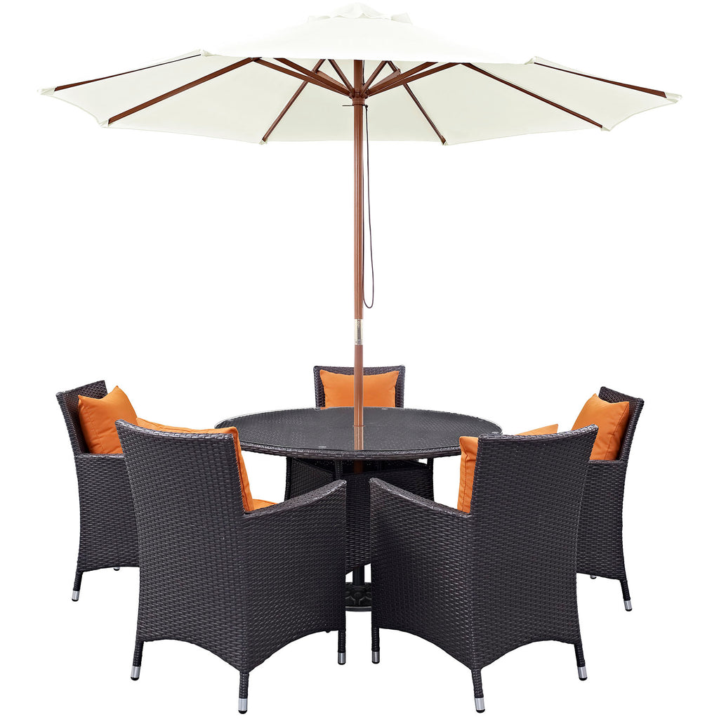 Convene 7 Piece Outdoor Patio Dining Set in Espresso Orange-3