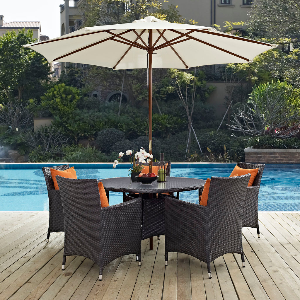 Convene 7 Piece Outdoor Patio Dining Set in Espresso Orange-3