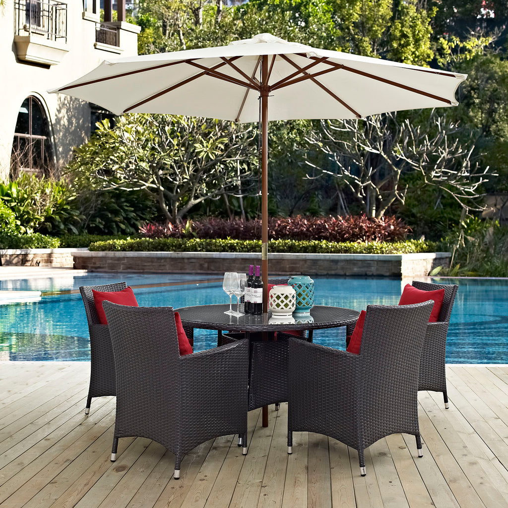 Convene 7 Piece Outdoor Patio Dining Set in Espresso Red-3