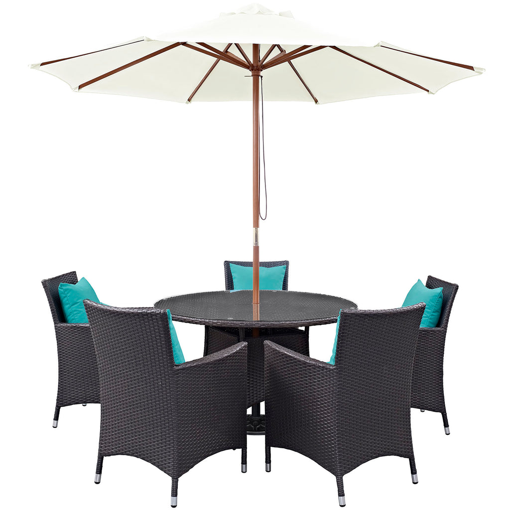 Convene 7 Piece Outdoor Patio Dining Set in Espresso Turquoise-3