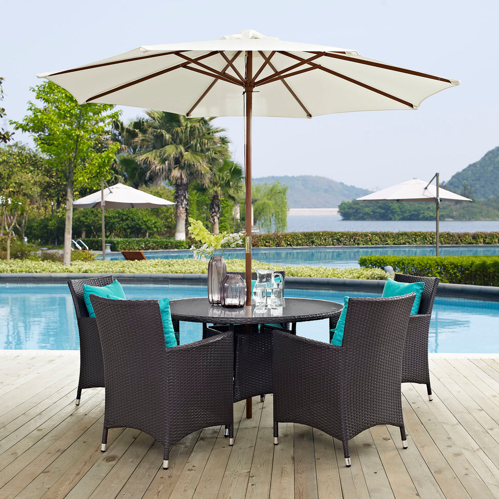 Convene 7 Piece Outdoor Patio Dining Set in Espresso Turquoise-3