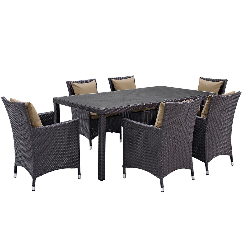 Convene 7 Piece Outdoor Patio Dining Set in Espresso Mocha-2