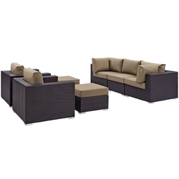 Convene 7 Piece Outdoor Patio Sectional Set in Espresso Mocha-4