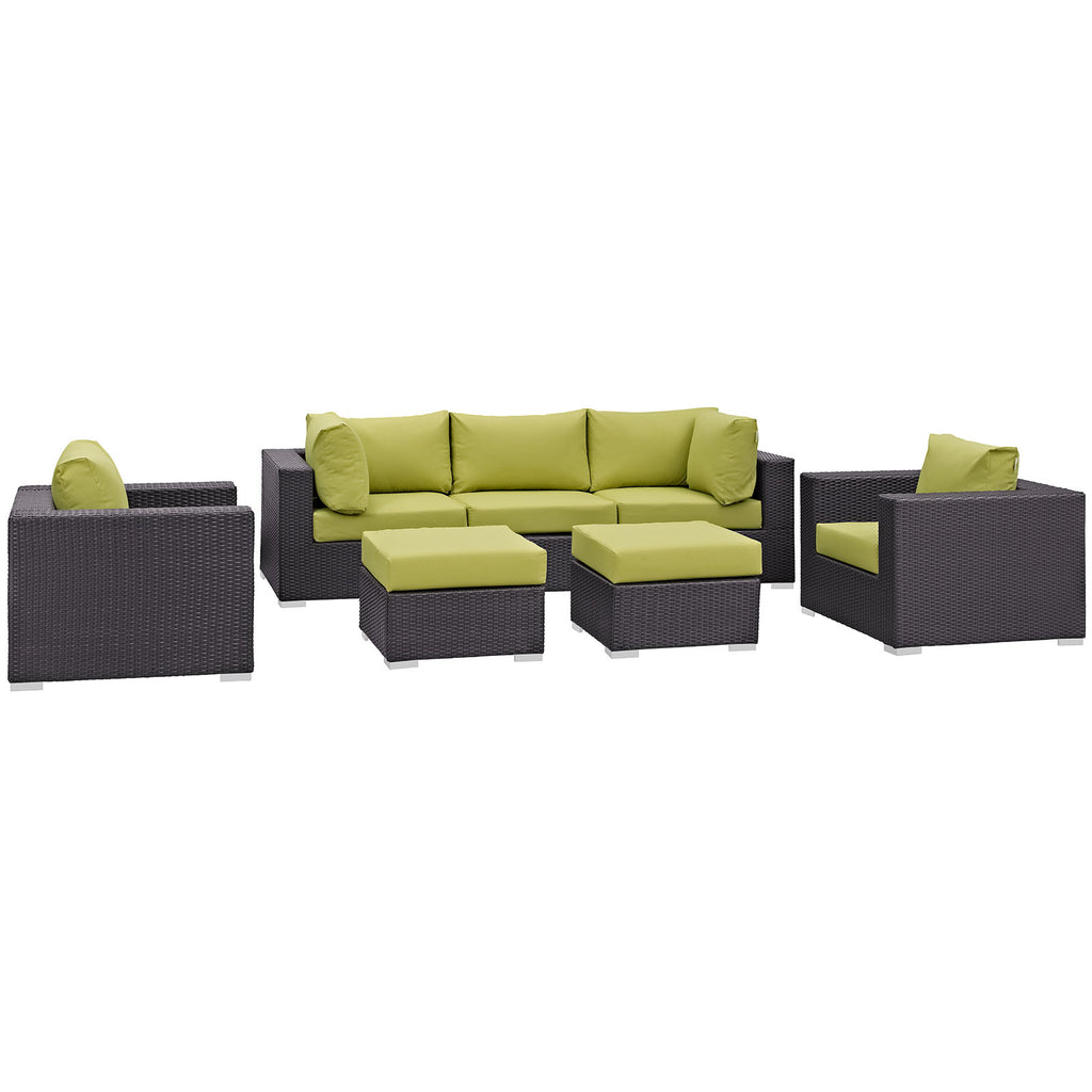 Convene 7 Piece Outdoor Patio Sectional Set in Espresso Peridot-3