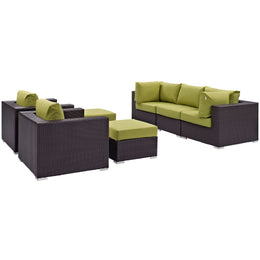 Convene 7 Piece Outdoor Patio Sectional Set in Espresso Peridot-3