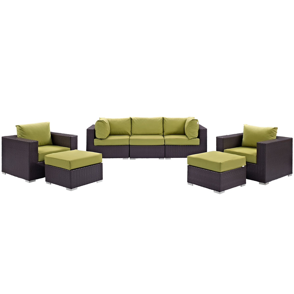 Convene 7 Piece Outdoor Patio Sectional Set in Espresso Peridot-3