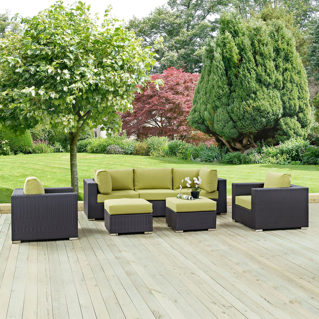 Convene 7 Piece Outdoor Patio Sectional Set in Espresso Peridot-3