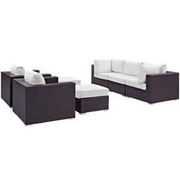 Convene 7 Piece Outdoor Patio Sectional Set in Espresso White-4