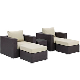 Convene 5 Piece Outdoor Patio Sectional Set in Espresso Beige-3