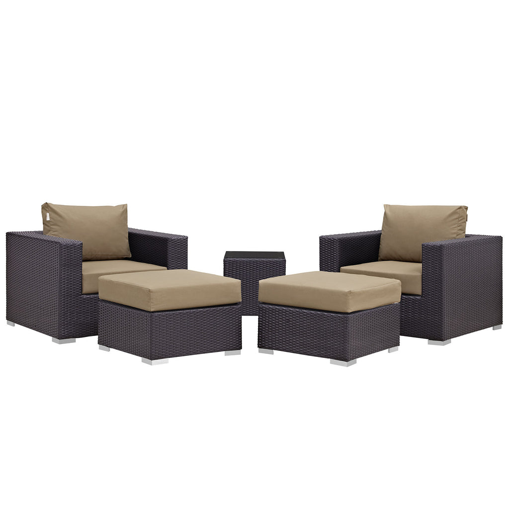 Convene 5 Piece Outdoor Patio Sectional Set in Espresso Mocha-3