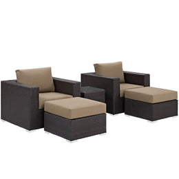 Convene 5 Piece Outdoor Patio Sectional Set in Espresso Mocha-3