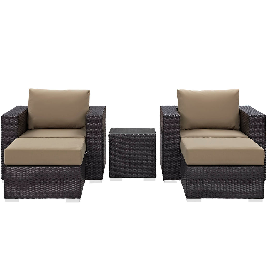 Convene 5 Piece Outdoor Patio Sectional Set in Espresso Mocha-3