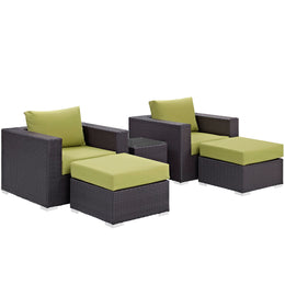 Convene 5 Piece Outdoor Patio Sectional Set in Espresso Peridot-3