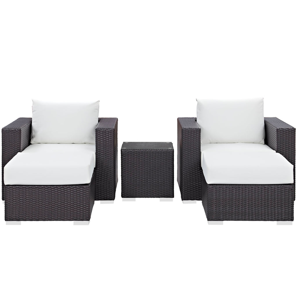 Convene 5 Piece Outdoor Patio Sectional Set in Espresso White-3