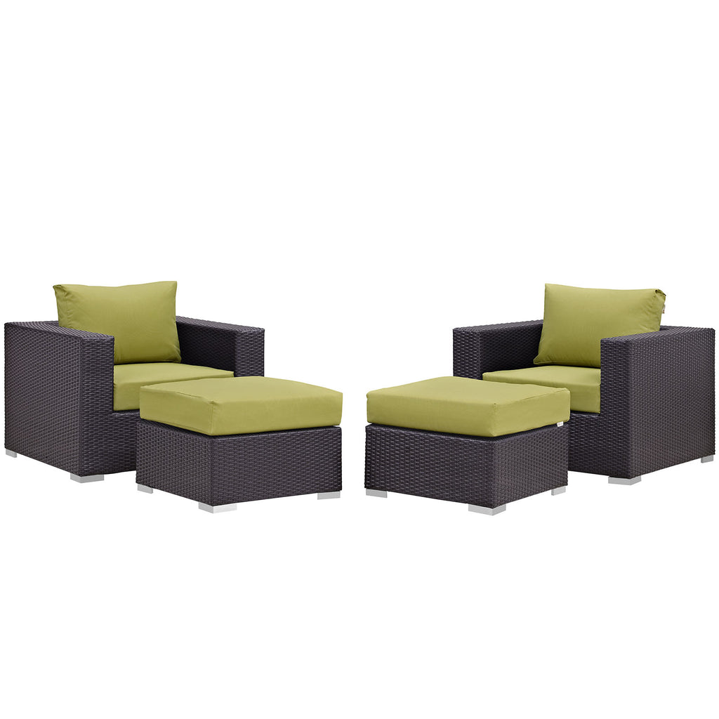 Convene 4 Piece Outdoor Patio Sectional Set in Espresso Peridot