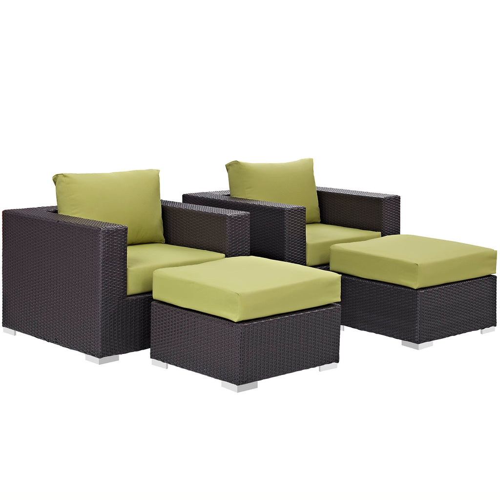 Convene 4 Piece Outdoor Patio Sectional Set in Espresso Peridot