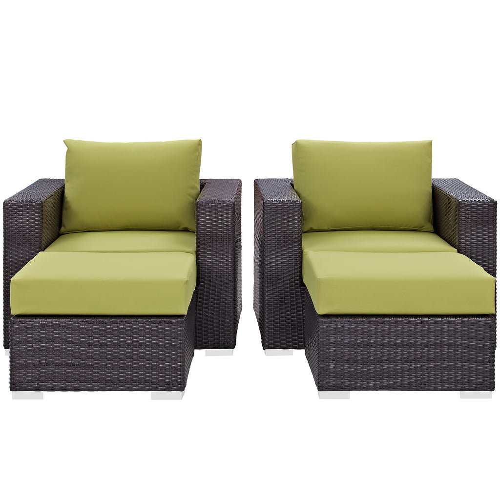 Convene 4 Piece Outdoor Patio Sectional Set in Espresso Peridot