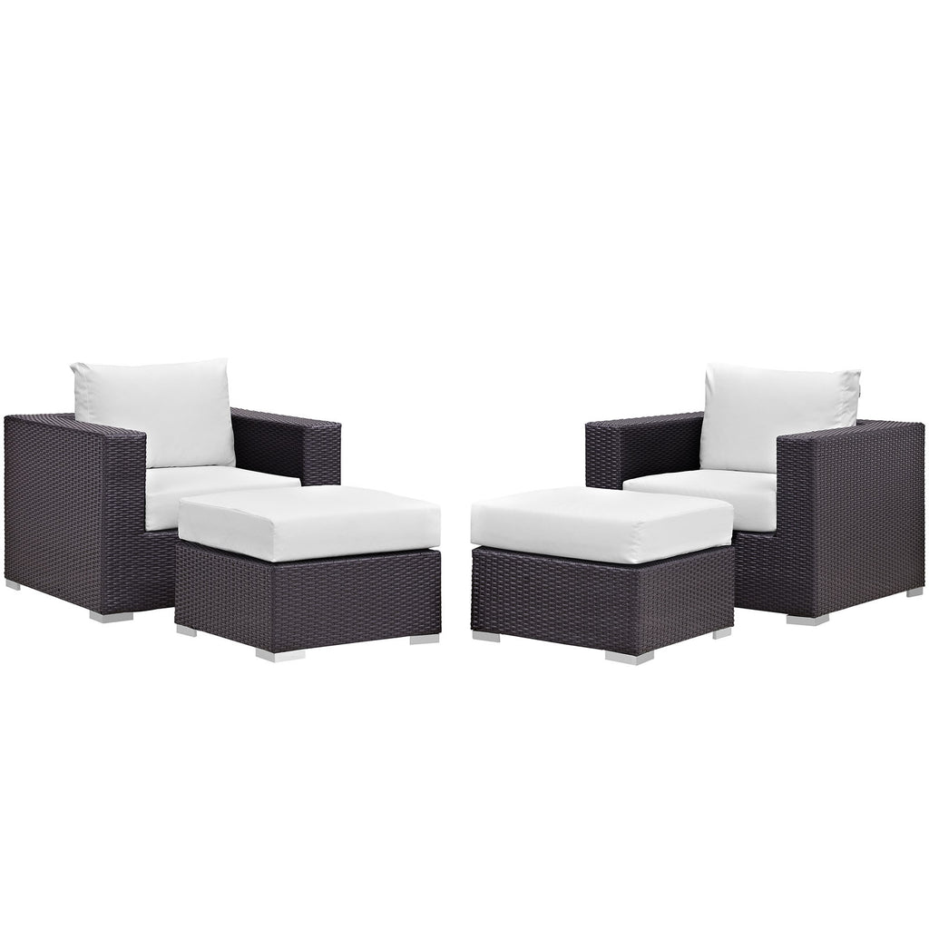 Convene 4 Piece Outdoor Patio Sectional Set in Espresso White