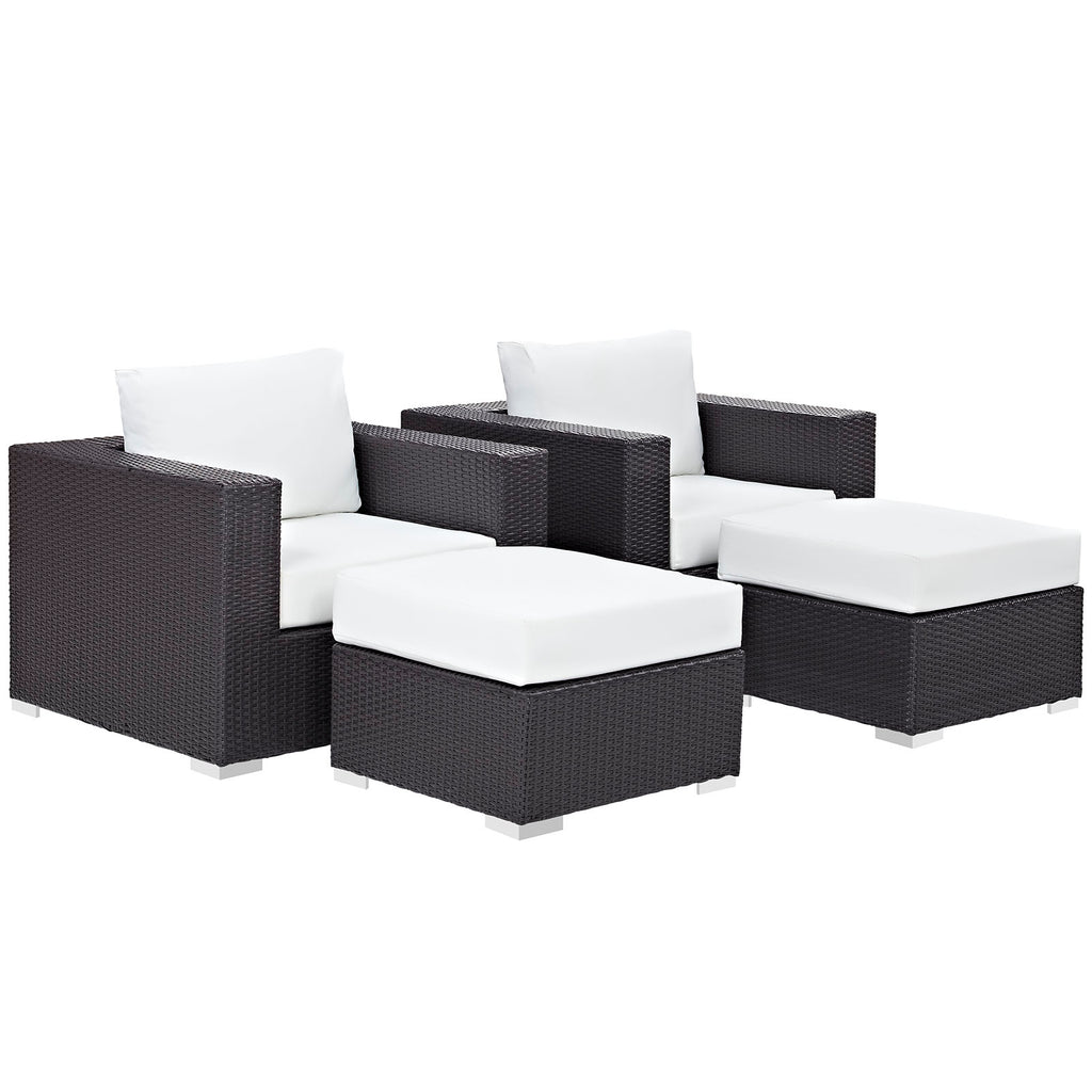 Convene 4 Piece Outdoor Patio Sectional Set in Espresso White