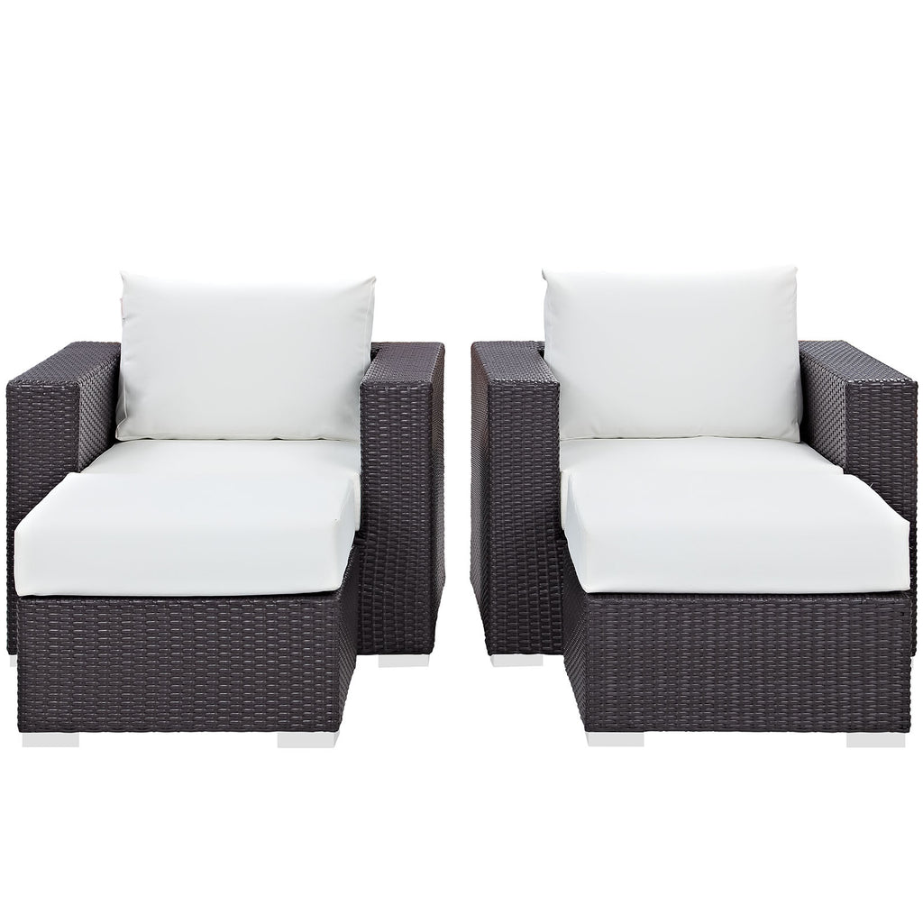 Convene 4 Piece Outdoor Patio Sectional Set in Espresso White