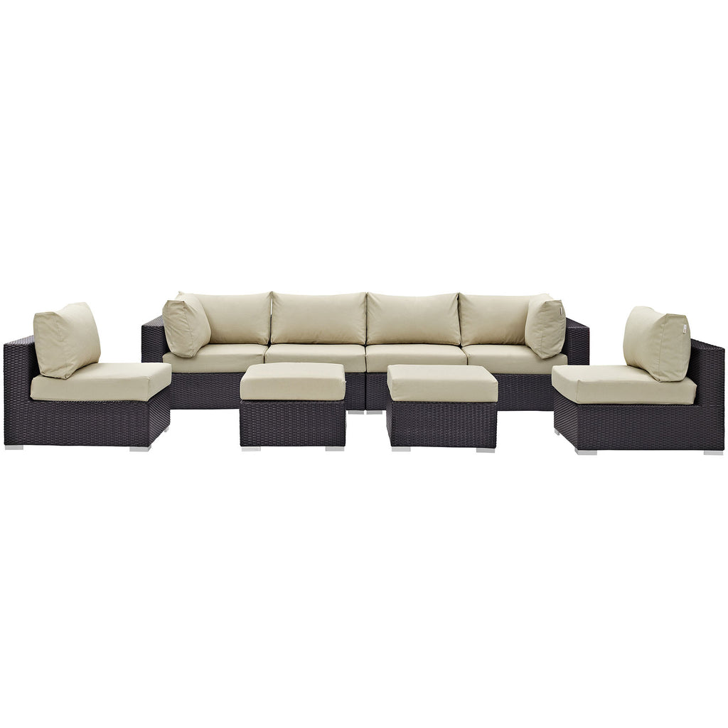 Convene 8 Piece Outdoor Patio Sectional Set in Espresso Beige-5